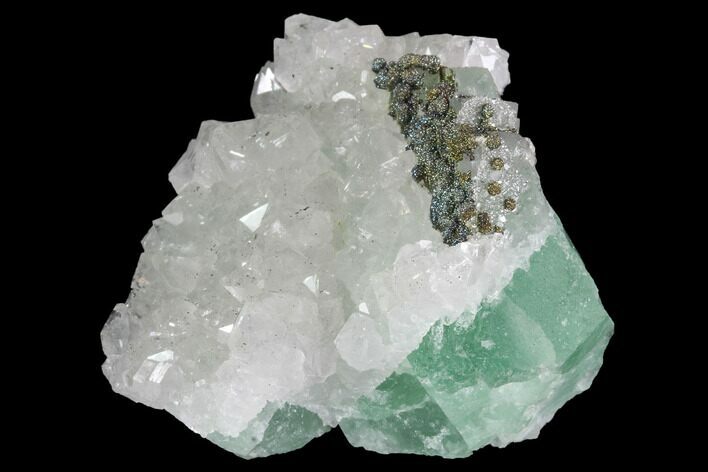 Quartz, Fluorite and Iridescent Pyrite Association - Fluorescent #92274